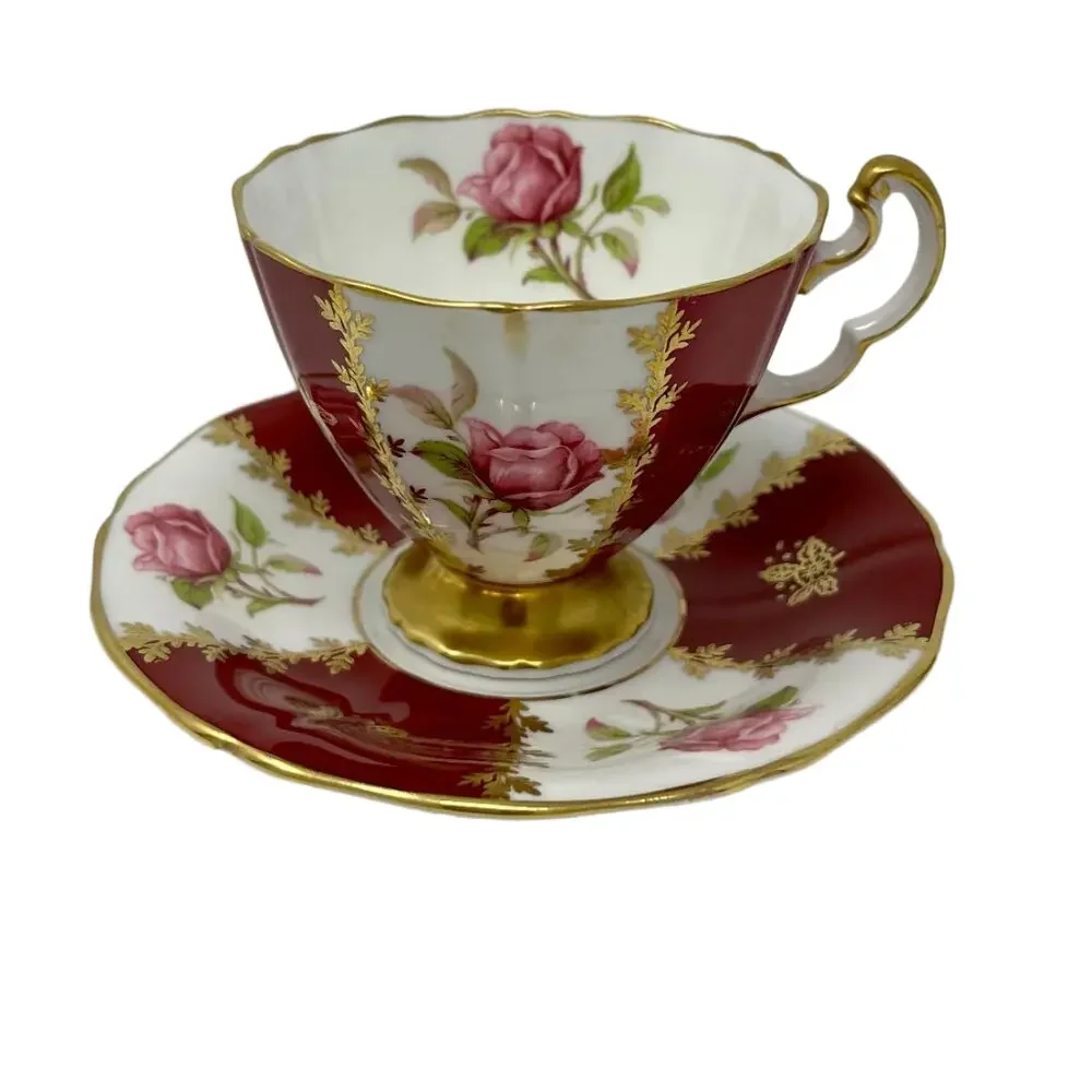 Vintage Adderley Bone China Teacup and Saucer Set